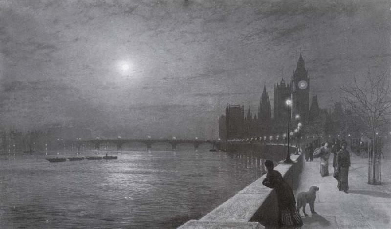 Atkinson Grimshaw Reflections on the Thames Westminster Germany oil painting art